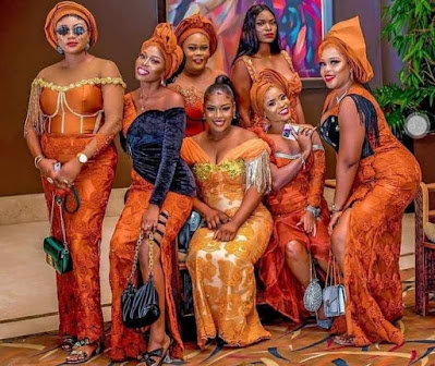 Orange/Burnt Orange Colour Aso Ebi Lace Styles for a Perfect Look